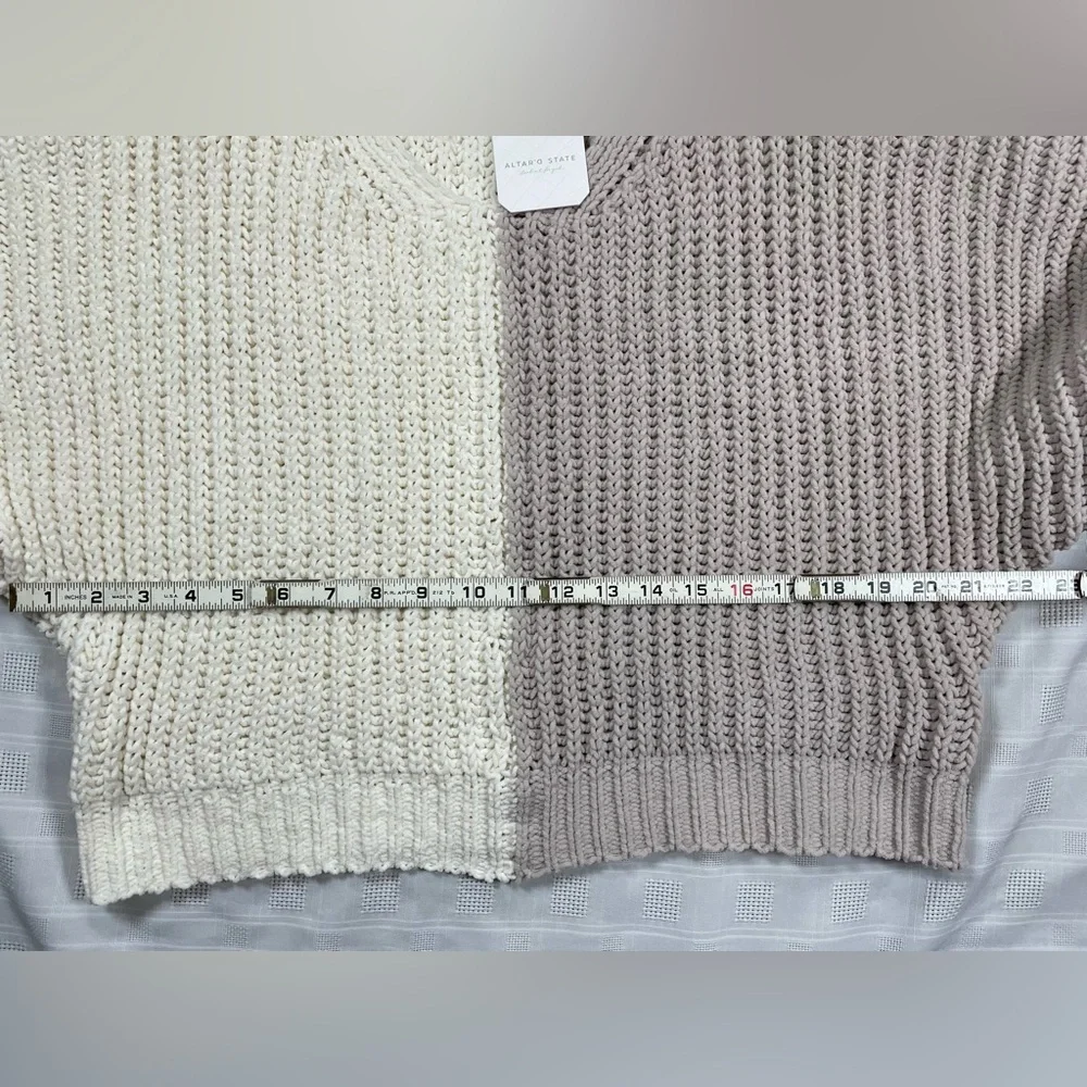 ALTAR’d State Sweater Colorblock Knit Cropped Pullover NWT Women’s Size Medium - Picture 8 of 14